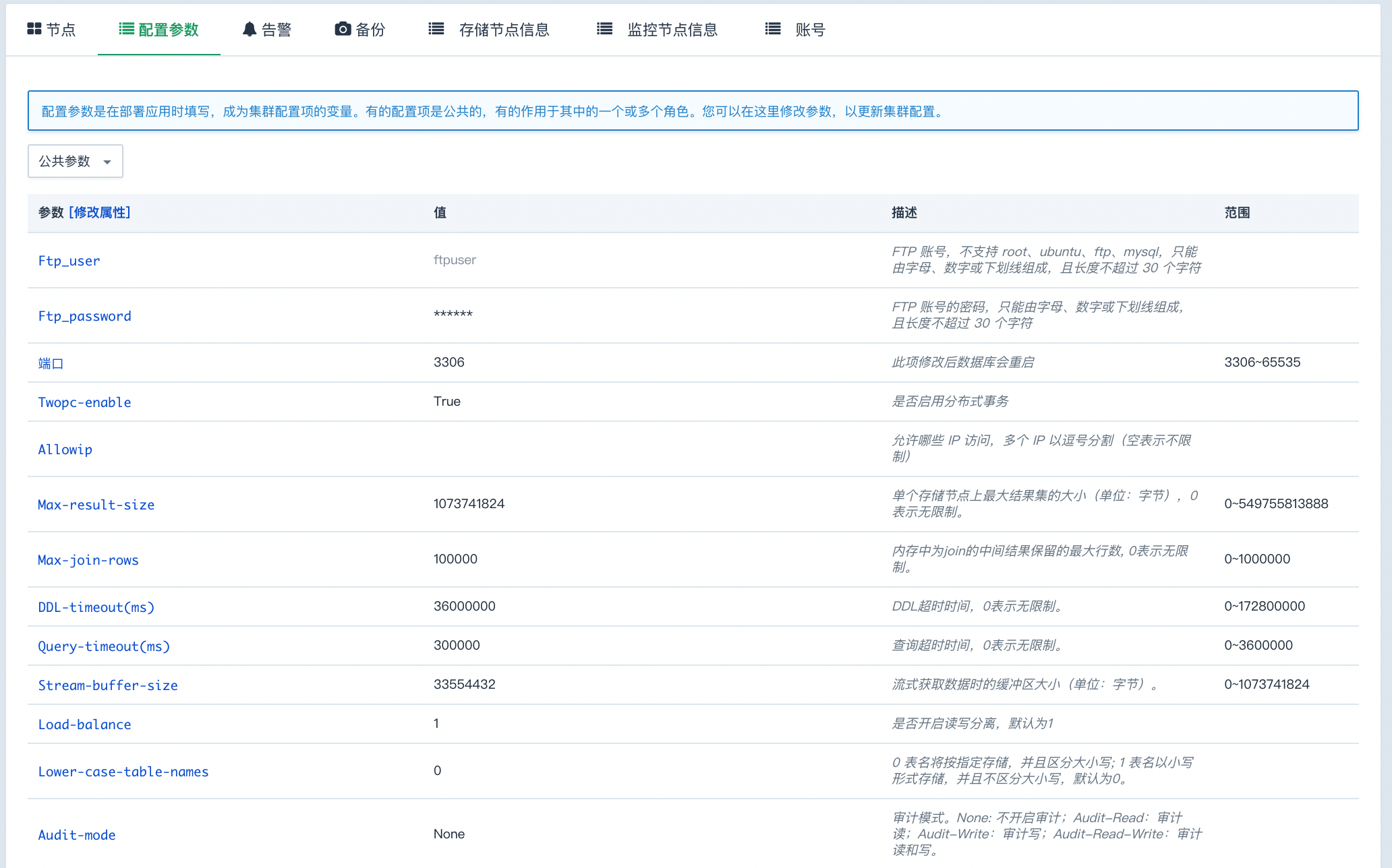 配置参数